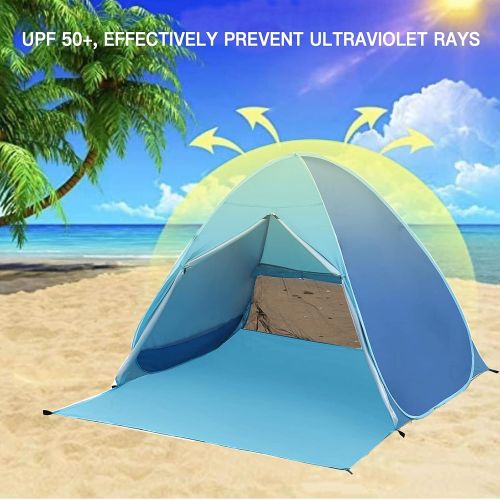  KALINCO Beach Tent, Pop Up Baby Beach Tent, Portable Sun Shelters Tents, UPF 50+ UV Beach Shade Instant Cabana with Carry Bag