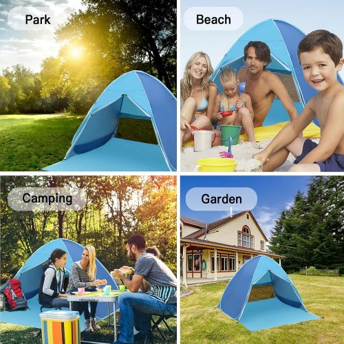  KALINCO Beach Tent, Pop Up Baby Beach Tent, Portable Sun Shelters Tents, UPF 50+ UV Beach Shade Instant Cabana with Carry Bag