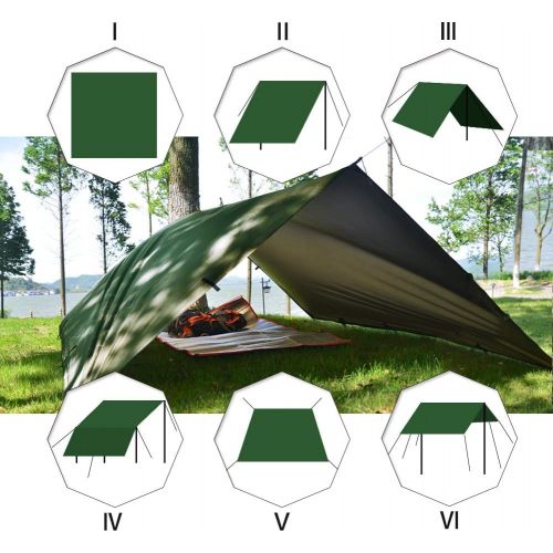  KALINCO Waterproof Camping Tarp Tent Hammock Rain Fly, 10X10FT/10X15FT, Mutifunctional Tent Footprint Lightweight Tarp for Camping, Hiking and Survival Shelter