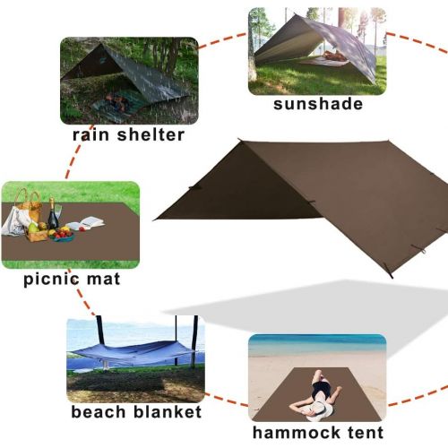  KALINCO 10X10FT/10X15FT,Tent Tarp,Picnic Mat Camping Tarp Tent Hammock Tarp, pu Waterproof Camping tarp Tent Rain Fly Picnic Mat Survival Shelter Sunshade