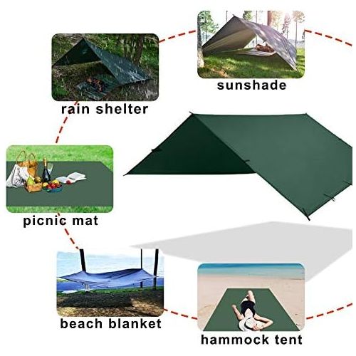  KALINCO 10X10FT/10X15FT,Tent Tarp,Picnic Mat Camping Tarp Tent Hammock Tarp, pu Waterproof Camping Tarp Tent Rain Fly Picnic Mat Survival Shelter Sunshade