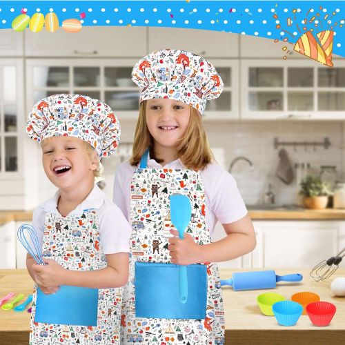  [아마존베스트]KALUDYA Kids Cooking and Baking Set,37 Pcs Cooking Kit with Kids Chef Hat and Apron, Oven Mitt,Cookie Cutters,Kids Cooking Utensils & Baking Supplies Gift for 3-8 Year Old Girls,To