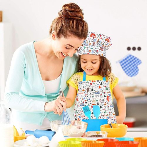  [아마존베스트]KALUDYA Kids Cooking and Baking Set,37 Pcs Cooking Kit with Kids Chef Hat and Apron, Oven Mitt,Cookie Cutters,Kids Cooking Utensils & Baking Supplies Gift for 3-8 Year Old Girls,To