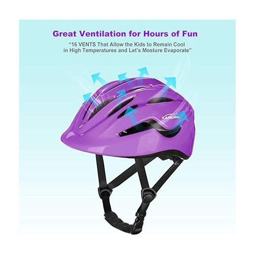  KAMUGO Kids Helmet, Toddler Bike Helmet for Girls Boys Ages 2-8 Years Old, Children Adjustable Helmets Suitable for Skateboard Bicycle Scooter Inline Roller Skate Rollerblading Cycling Multi-Sports