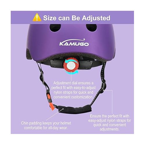  KAMUGO Toddler Helmet Kids Bike Helmet for Ages 2-8 Years Girls Boys,Child Adjustable Helmet Multi-Sport Bicycle Skateboard Skating Scooter Cycling Rollerblade Inline Roller