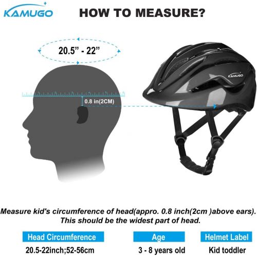  KAMUGO Bike Helmet Kids Toddler, Girls and Boys Bike Helmet Adjustable Helmet for Age 2-8 Years Old, Multi-Sport Helmet for Cycling Skateboard Skating Scooter Helmet