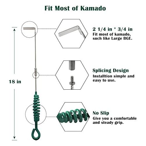  KAMaster Upgrade Ash Tool Poker,Non Welding Ash Rake Big Green Egg Accessories Kamado Joe Ash Removal Tool Charcoal Smoker Wood Burning Stove Ash Rake Grill Poker Cleaning Tools(18