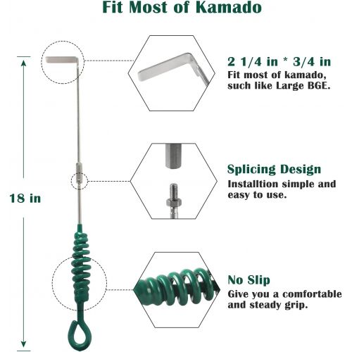  KAMaster Upgrade Ash Tool Poker,Non Welding Ash Rake Big Green Egg Accessories Kamado Joe Ash Removal Tool Charcoal Smoker Wood Burning Stove Ash Rake Grill Poker Cleaning Tools(18