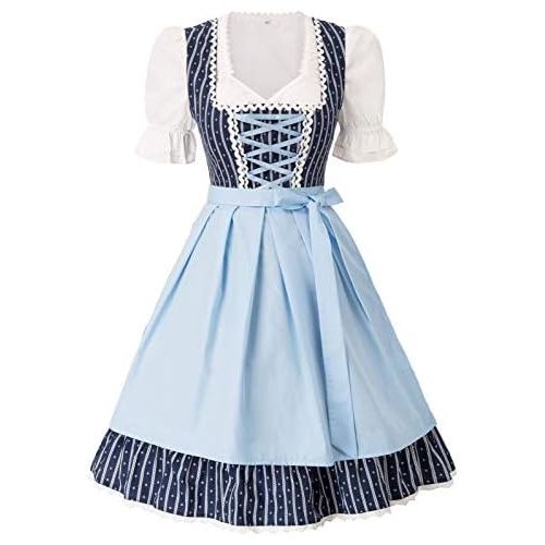  할로윈 용품KANCY KOLE Womens German Dirndl Dress Bavarian Oktoberfest Costumes 3 Pieces