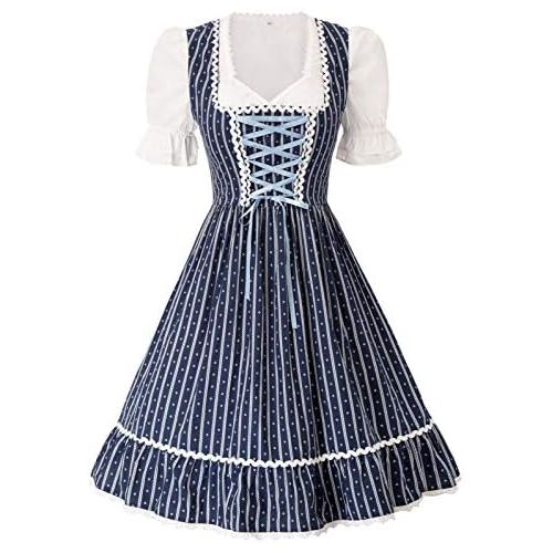  할로윈 용품KANCY KOLE Womens German Dirndl Dress Bavarian Oktoberfest Costumes 3 Pieces