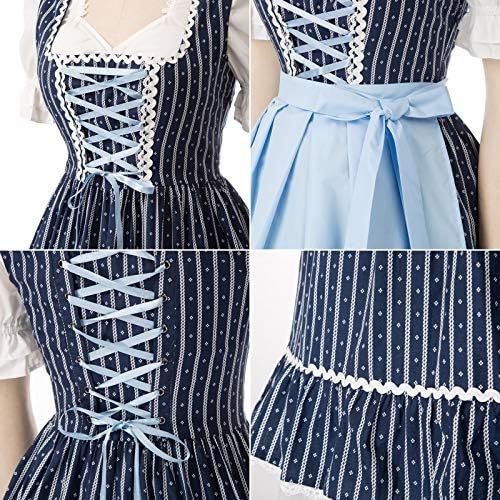  할로윈 용품KANCY KOLE Womens German Dirndl Dress Bavarian Oktoberfest Costumes 3 Pieces