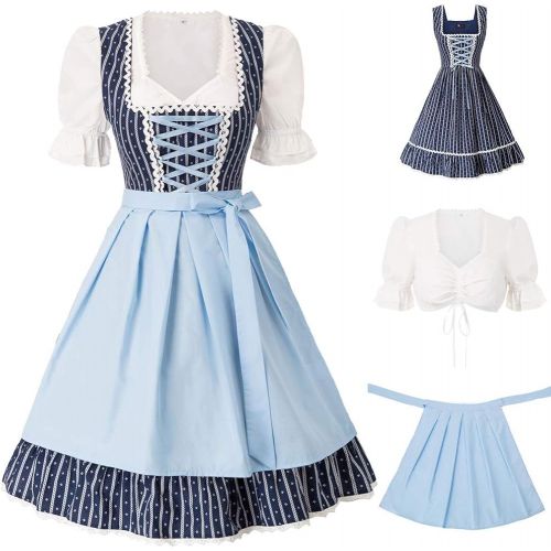  할로윈 용품KANCY KOLE Womens German Dirndl Dress Bavarian Oktoberfest Costumes 3 Pieces