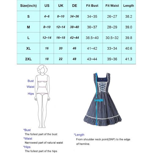  할로윈 용품KANCY KOLE Womens German Dirndl Dress Bavarian Oktoberfest Costumes 3 Pieces