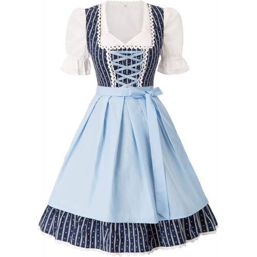  할로윈 용품KANCY KOLE Womens German Dirndl Dress Bavarian Oktoberfest Costumes 3 Pieces