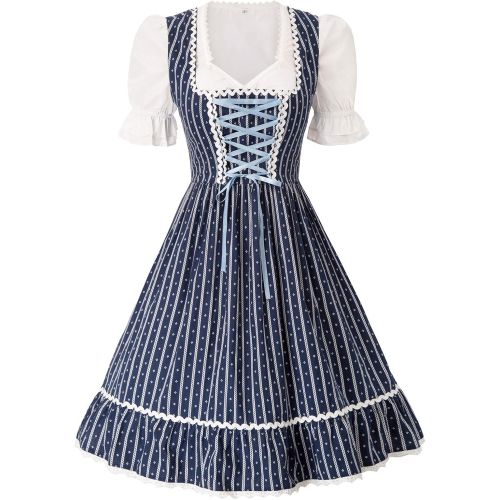  할로윈 용품KANCY KOLE Womens German Dirndl Dress Bavarian Oktoberfest Costumes 3 Pieces