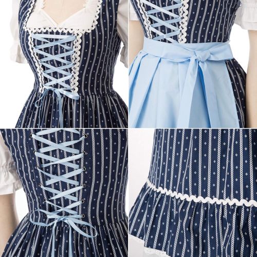  할로윈 용품KANCY KOLE Womens German Dirndl Dress Bavarian Oktoberfest Costumes 3 Pieces