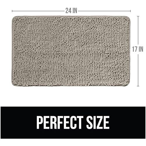  KANGAROO Luxury Chenille Bath Rug, Extra Soft and Absorbent Shaggy Kids Bathroom Rugs, Machine Wash Mat, Strong Underside, Plush Carpet Mats for Tub, Shower, Bathtub and Bath Room, 24x17, Beige