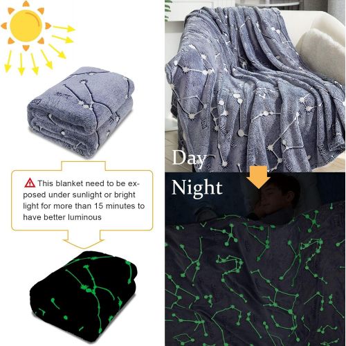  [아마존베스트]Kanguru Glow in The Dark Constellation Blanket, Christmas Thanksgiving Blanket Gifts for Birthday Kids Women Girls Boy Best Friend