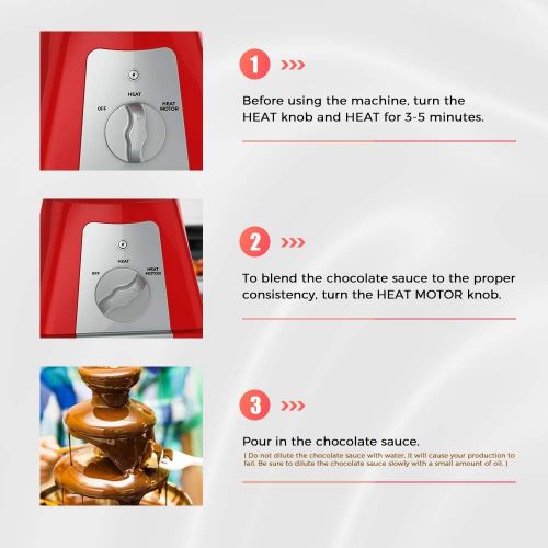  [아마존베스트]KAPAS Stainless Steel Chocolate Fondue Fountain, 3 Tiers Assembled, Perfect for Kids Party, Holidays(Suggest Chocolate Sauce)