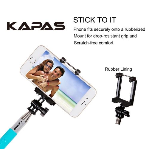  Wireless Selfie Stick, KAPAS Foldable 3.5ft Extends Up Premium Bluetooth Remote Shutter Extendable Monopod with Adjustable Holder for iPhone Samsung and Other iOS and Android Smart