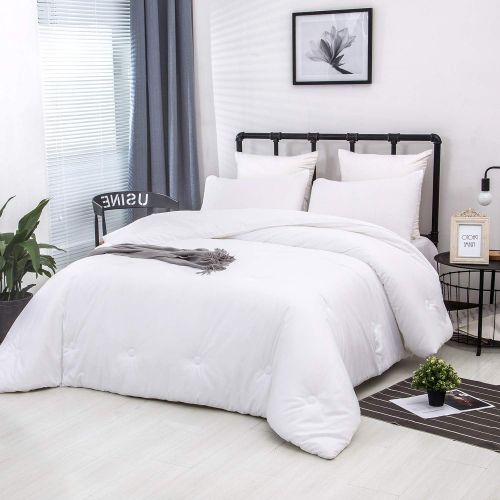  [아마존베스트]karever Solid White Comforter Set Twin Reversible Pure White Beddig Soft Durable Quilt Set for Kids Teens Adult Durable Lightweight