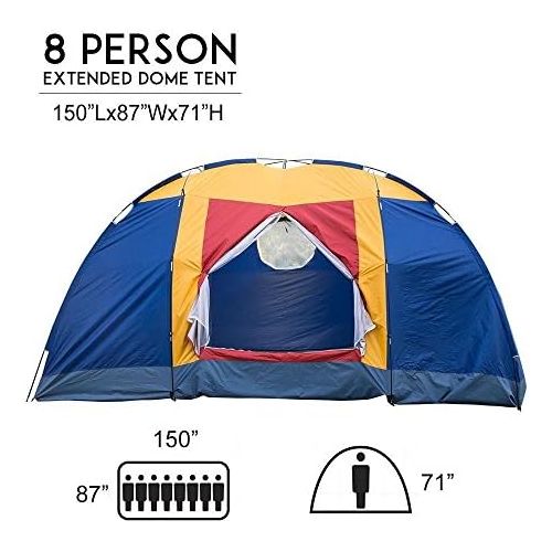  KARMAS PRODUCT Outdoor Easy Setup 8 Person Large Family Tent with Portable Bag for Camping Hiking Travelling Backpacking