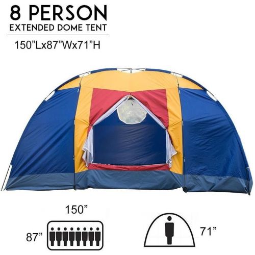  KARMAS PRODUCT Outdoor Easy Setup 8 Person Large Family Tent with Portable Bag for Camping Hiking Travelling Backpacking