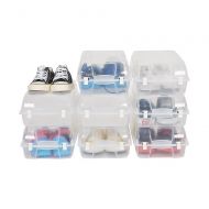KARMAS PRODUCT Stackable Clear Plastic Shoe Boxes Shoe Storage Organizer Box with Lid - 8 Pack,Size 14.7x8.5x5.3 Inch(White)