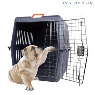 KARMAS PRODUCT 4 Size Plastic Cat & Dog Carrier Cage with Chrome Door Portable Pet Box Airline Approved