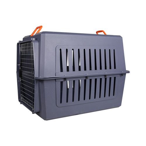  KARMAS PRODUCT 4 Size Plastic Cat & Dog Carrier Cage with Chrome Door Portable Pet Box Airline Approved