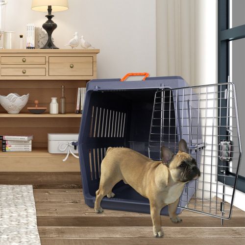  KARMAS PRODUCT 4 Size Plastic Cat & Dog Carrier Cage with Chrome Door Portable Pet Box Airline Approved