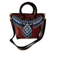 KARN Shoulder-Beautiful Bead Manorah woven Straw Bag for Women