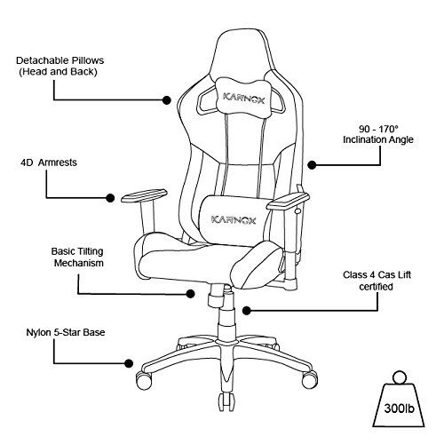  KARNOX Gaming/Office Chair with 180? Recline PU Leather Racing Computer Chair High Back Chair Executive and Ergonomic Style Swivel Chair with Headrest and Lumbar Support(LegendBE-B