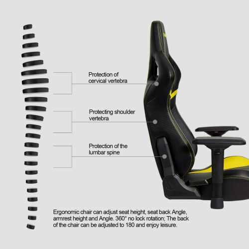  KARNOX Gaming/Office Chair with 180? Recline PU Leather Racing Computer Chair High Back Chair Executive and Ergonomic Style Swivel Chair with Headrest and Lumbar Support(LegendBE-B