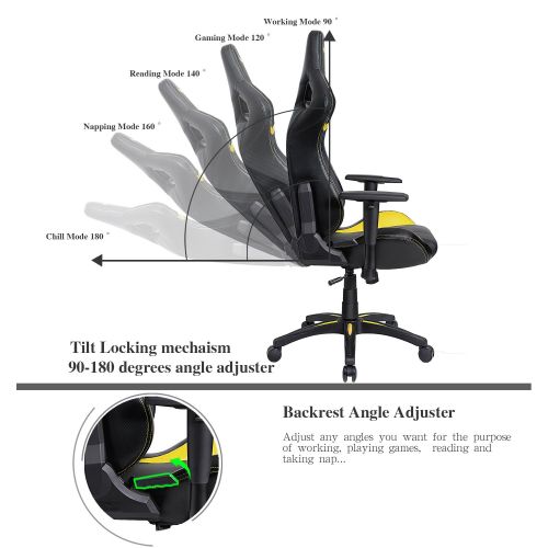  KARNOX Gaming/Office Chair with 180? Recline PU Leather Racing Computer Chair High Back Chair Executive and Ergonomic Style Swivel Chair with Headrest and Lumbar Support(LegendBE-B