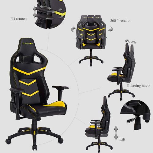  KARNOX Gaming/Office Chair with 180? Recline PU Leather Racing Computer Chair High Back Chair Executive and Ergonomic Style Swivel Chair with Headrest and Lumbar Support(LegendBE-B