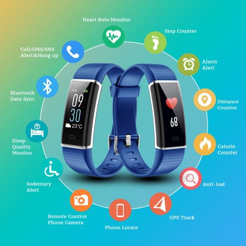  KARSEEN Fitness Tracker, Activity Tracker Fitness Watch Heart Rate Monitor Colorful OLED Screen Smart Watch with Sleep Monitor, Step Counter, IP68 Waterproof Pedometer for Android＆