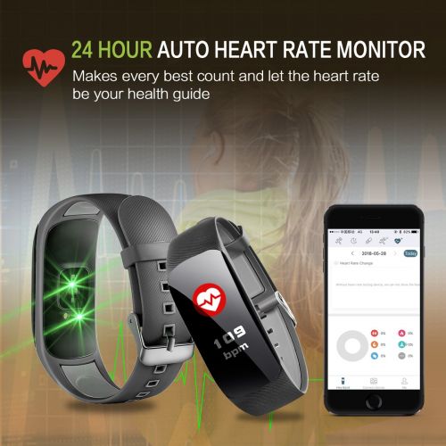  KARSEEN Fitness Tracker H2 Plus Waterproof Smart Watch with Color OLED Screen Heart Rate Monitor,Pedometer,Sleep Monitor,Step Calorie Counter Activity Tracker for Men Women