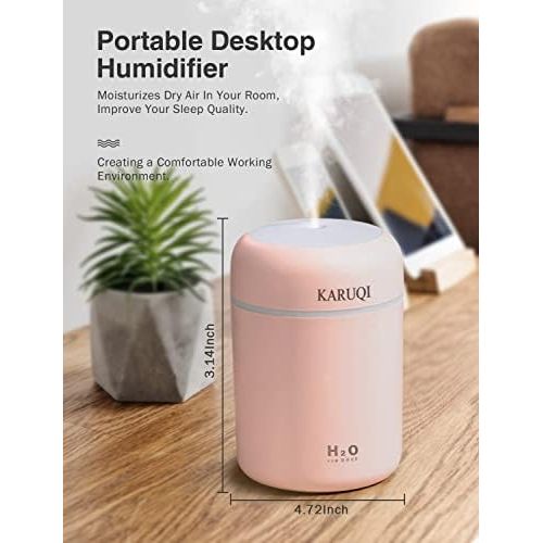  KARUQI LtYioe Mini Cool Humidifier, Colourful USB Desktop Humidifier for Car, Office, Bedroom, etc. Automatic shutdown, 2 mist modes, super quiet.