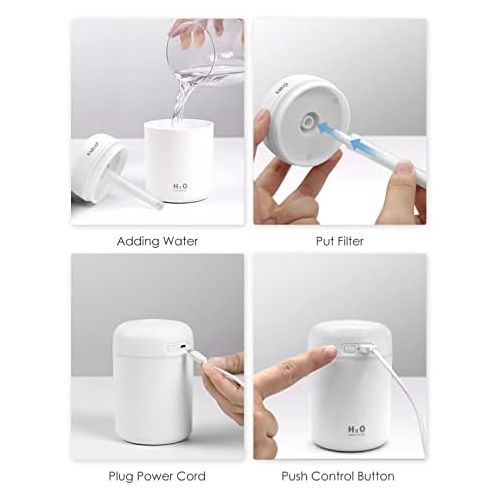  KARUQI LtYioe Mini Cool Humidifier, Colourful USB Desktop Humidifier for Car, Office, Bedroom, etc. Automatic shutdown, 2 mist modes, super quiet.