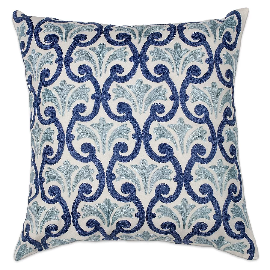  KAS Kas Chateau Square Throw Pillow in IvoryBlue