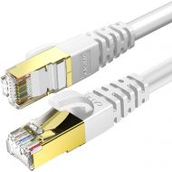 CAT 8 Ethernet Cable 20 FT, KASIMO Cat8 Internet Cable 40Gbps with RJ45 Gold Plated Connector SFTP, High Speed Gaming LAN Patch Cable, Compatible with Cat5/Cat6/Cat7, White (White,