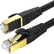 KASIMO Cat 8 Ethernet Cable 40 FT, Cat8 Network LAN Cable High Speed 40Gbps with RJ45 Gold Plated Connector SFTP Shielded Cord, 26AWG Gaming Internet Cable for Router, Modem (Black
