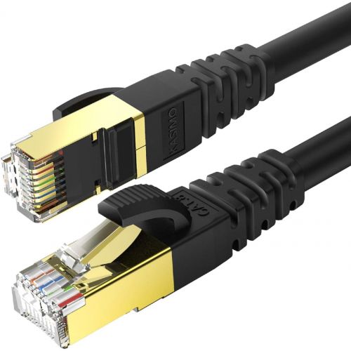  KASIMO Cat 8 Ethernet Cable 40 FT, Cat8 Network LAN Cable High Speed 40Gbps with RJ45 Gold Plated Connector SFTP Shielded Cord, 26AWG Gaming Internet Cable for Router, Modem (Black