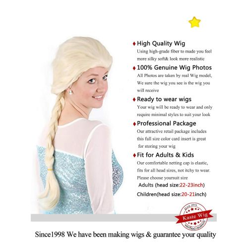  KASTE Movie Princess Elsa anna Amine Wig Ice Snow Queen Blonde Cosplay Wig Party Braid Hair Heat Resistant Synthetic Wigs for Costume Halloween fit adult women girls (Elsa Adult Wig)
