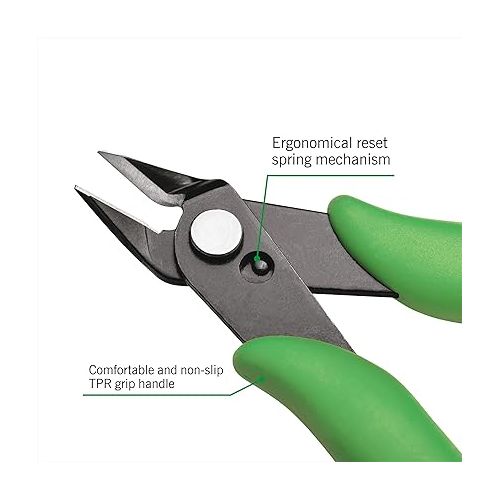  KATA 5 Inch Micro Wire Cutter, Precision Mini Flush Cutters and Clean Cut Pliers for Electronics, Model, Jewelry, Model Kits, Green