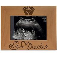 KATE POSH - Tiny Miracle Engraved Natural Wood Picture Frame, New Baby, New Dad & Mom, Parents Gifts, Ultrasound, Sonogram, Baby Gift, Pregnancy Gift, Baby Announcement Photo Frame