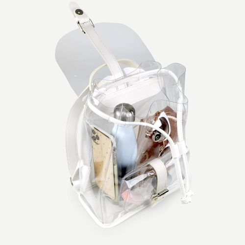  KAVIAR Clear Backpack Mini Small Stadium Approved Bag for Women Girls NFL NCAA Football Games PGA NASCAR MLB Baseball Concerts Festivals Events BPA Free PVC (White)