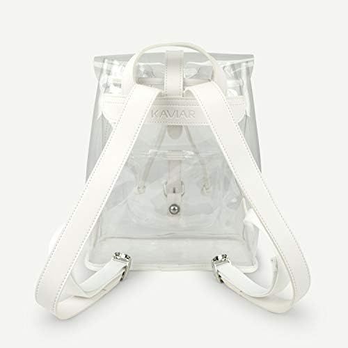  KAVIAR Clear Backpack Mini Small Stadium Approved Bag for Women Girls NFL NCAA Football Games PGA NASCAR MLB Baseball Concerts Festivals Events BPA Free PVC (White)