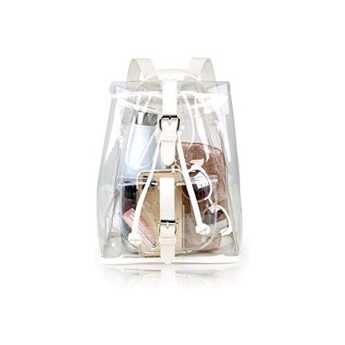  KAVIAR Clear Backpack Mini Small Stadium Approved Bag for Women Girls NFL NCAA Football Games PGA NASCAR MLB Baseball Concerts Festivals Events BPA Free PVC (White)